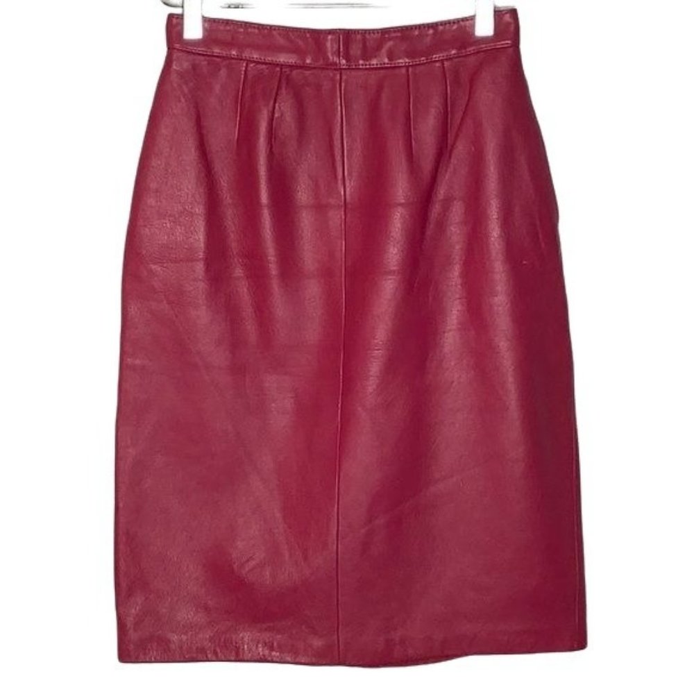 Vintage SARAH TAYLOR pink leather pencil skirt size 7